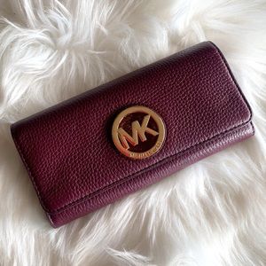 Michael Kors Purple Pebbled Leather Wallet